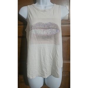 Express Factory Lips Graphic Embellished Muscle Tee